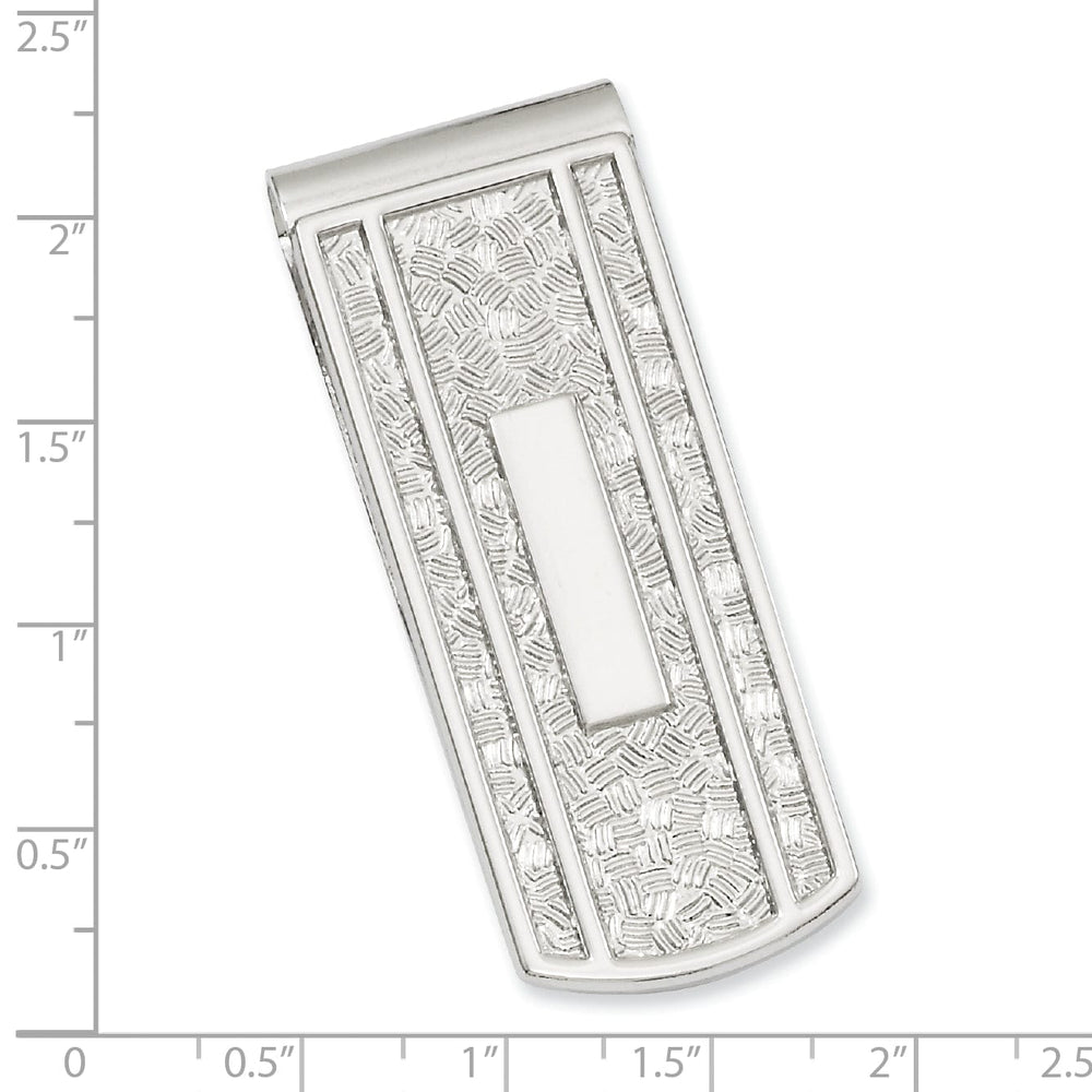 Jere Collection Money Clip Rhodium Plated with Engravable Area Money Clip
