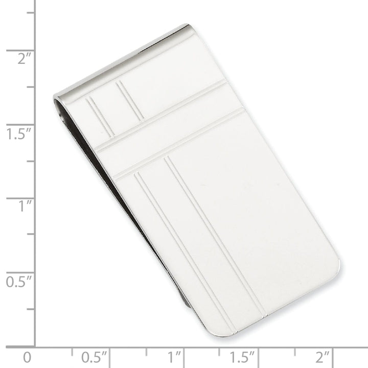 Kelly Waters Money Clip White Rhodium Plated Criss Cross Design Engravable Money Clip