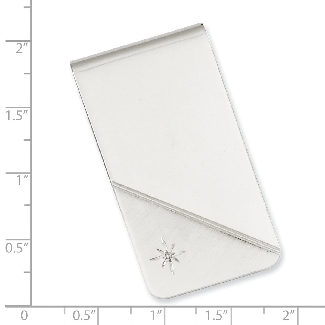 Jere Collection Money Clip White Rhodium Plated Star Diamond Money Clip