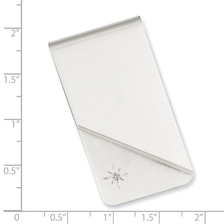 Jere Collection Money Clip White Rhodium Plated Star Diamond Money Clip