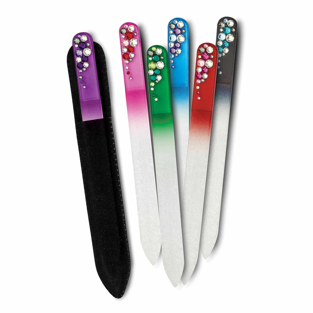 Jere Collection Nail Files 12 Multi-colored Design Long Glass Nail Files