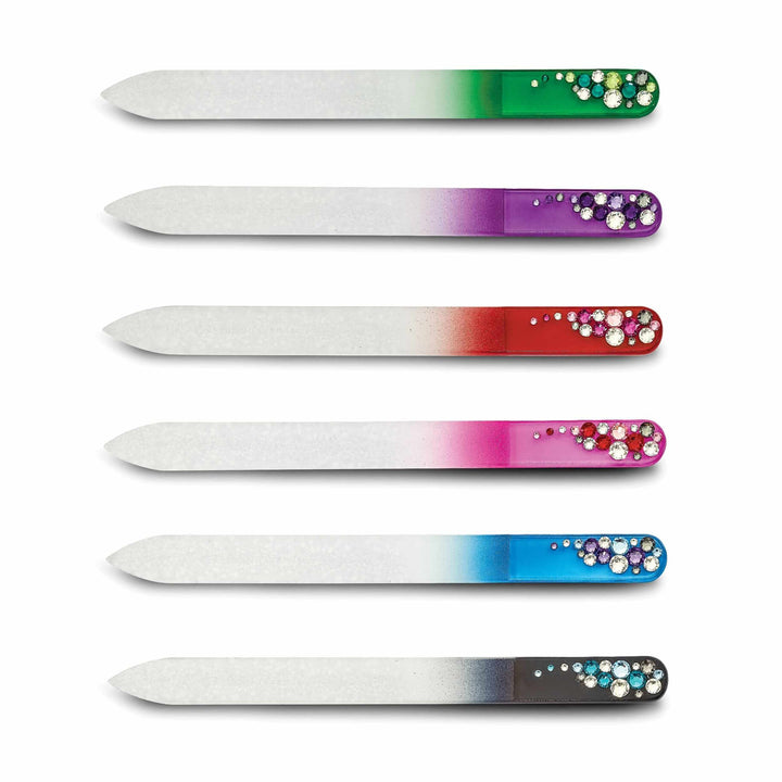 Jere Collection Nail Files 12 Multi-colored Design Long Glass Nail Files