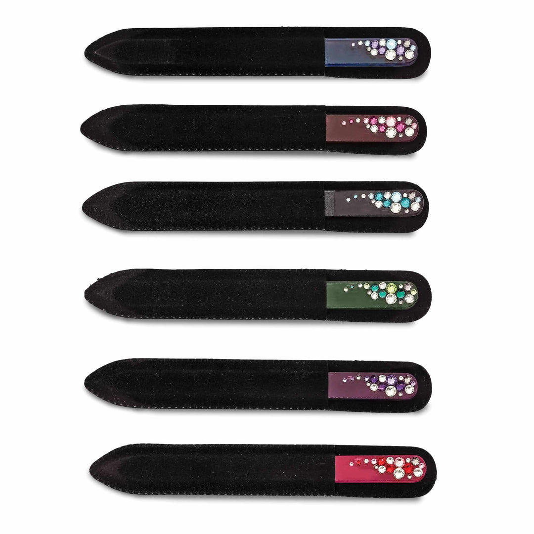 Jere Collection Nail Files 12 Multi-colored Design Long Glass Nail Files
