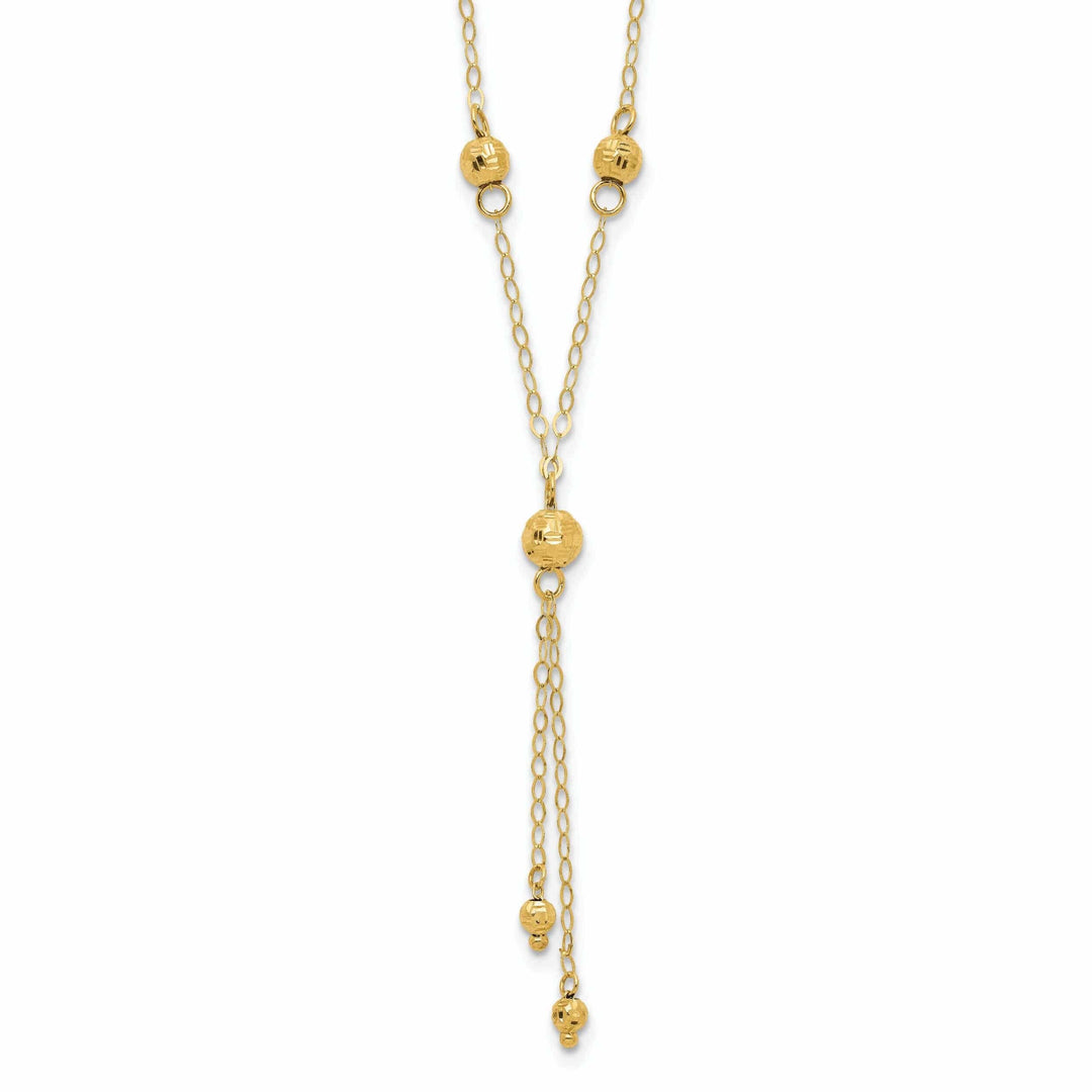 Lovely Rita's Necklaces 14k Gold Diamond Cut Bead Lariat Necklace