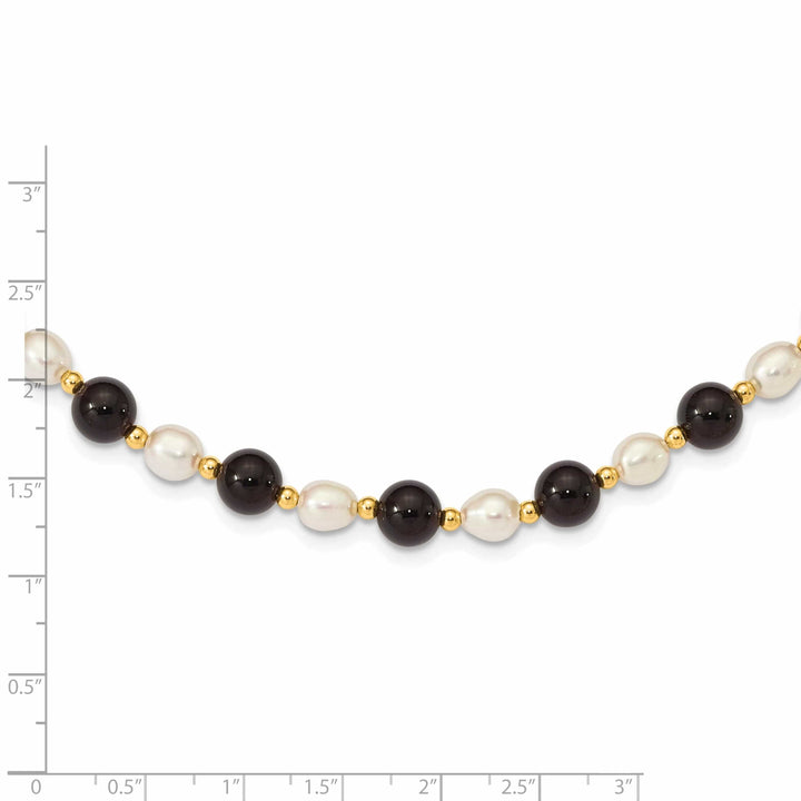 Lovely Rita's Necklaces 14k Gold Fancy White Cultured Pearl Onyx Necklace