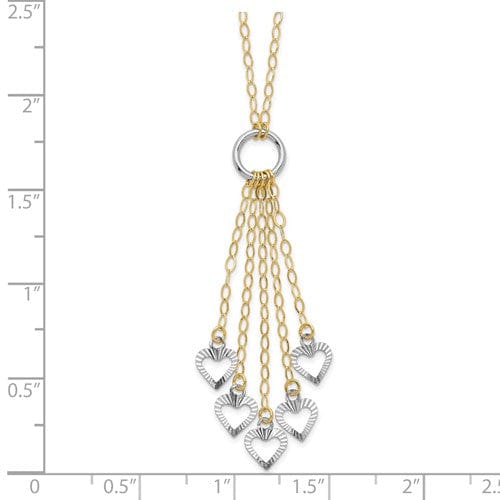 Lovely Rita's Necklaces 14K Two-Tone Gold Adjustable Heart Drop Necklace