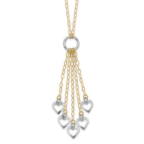 Lovely Rita's Necklaces 14K Two-Tone Gold Adjustable Heart Drop Necklace