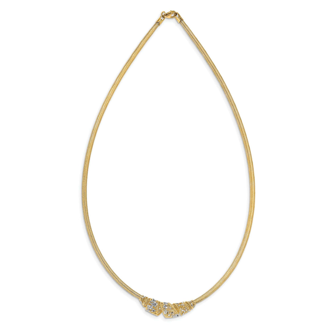 Lovely Rita's Necklaces 14k Two Tone Gold Mesh D.C Necklace