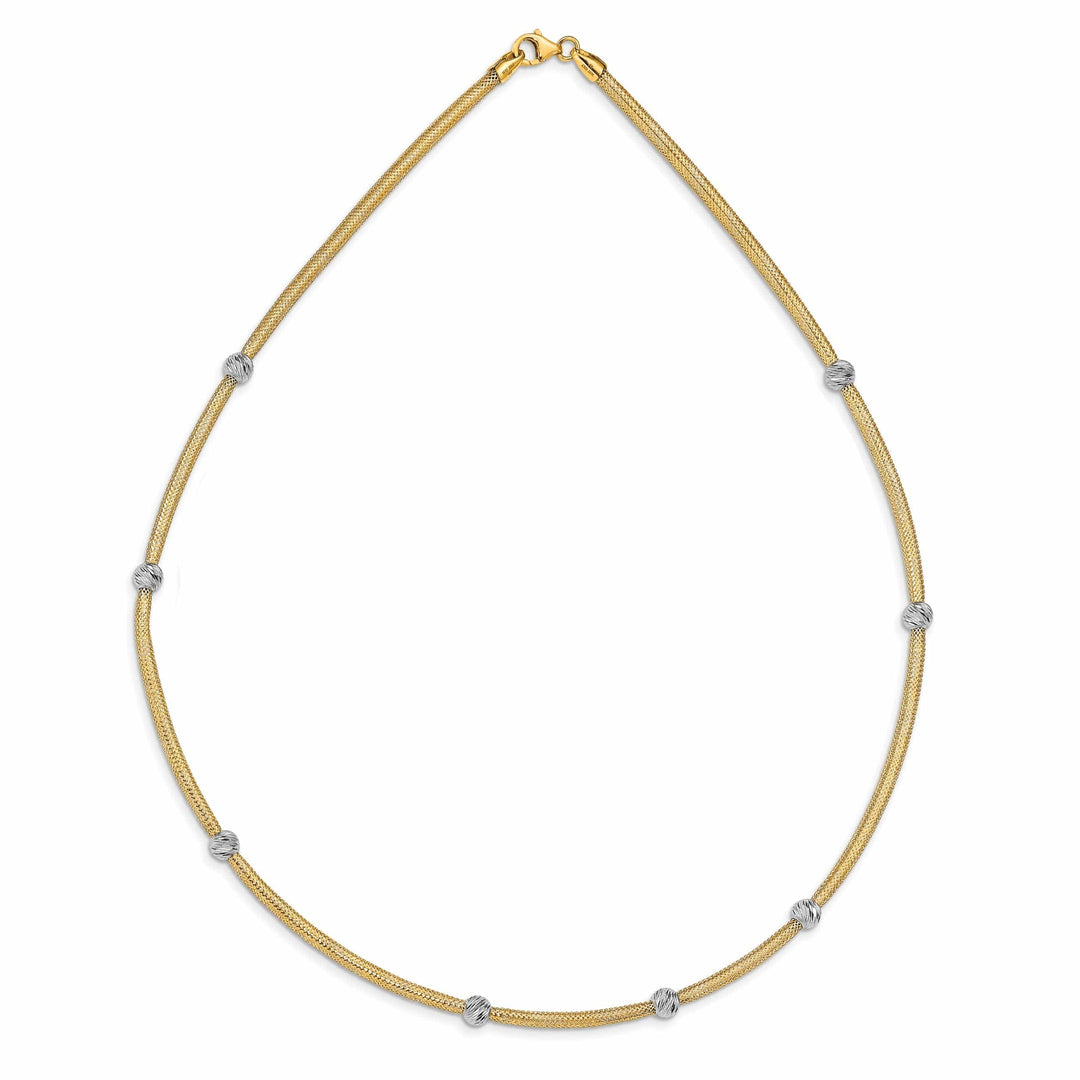 Lovely Rita's Necklaces 14k Two Tone Gold Polished D.C Mesh Necklace