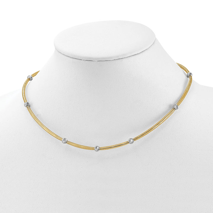Lovely Rita's Necklaces 14k Two Tone Gold Polished D.C Mesh Necklace