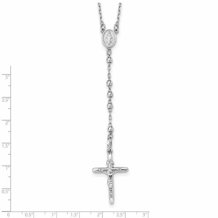Lovely Rita's Necklaces 14k White Gold 24 inch Beaded Rosary Necklace