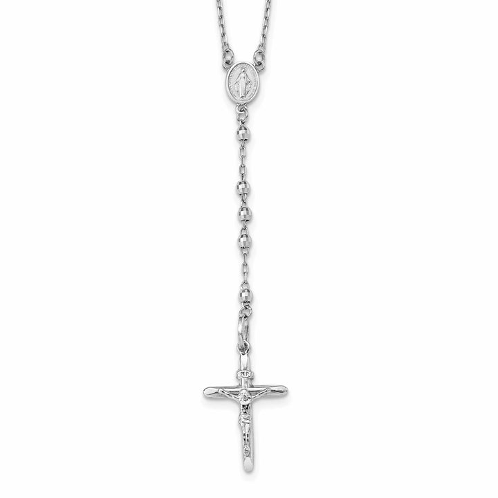 Lovely Rita's Necklaces 14k White Gold 24 inch Beaded Rosary Necklace