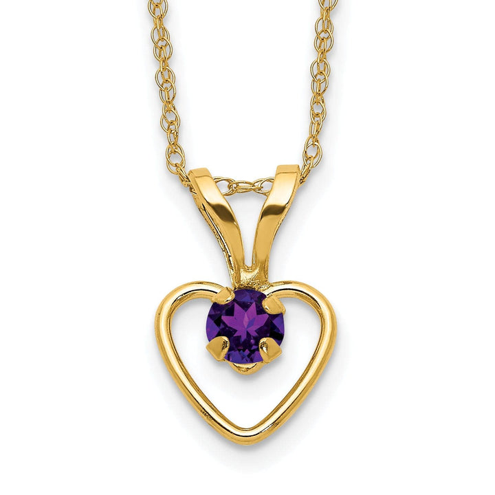 Lovely Rita's Necklaces 14k Yellow Gold Amethyst Heart Necklace