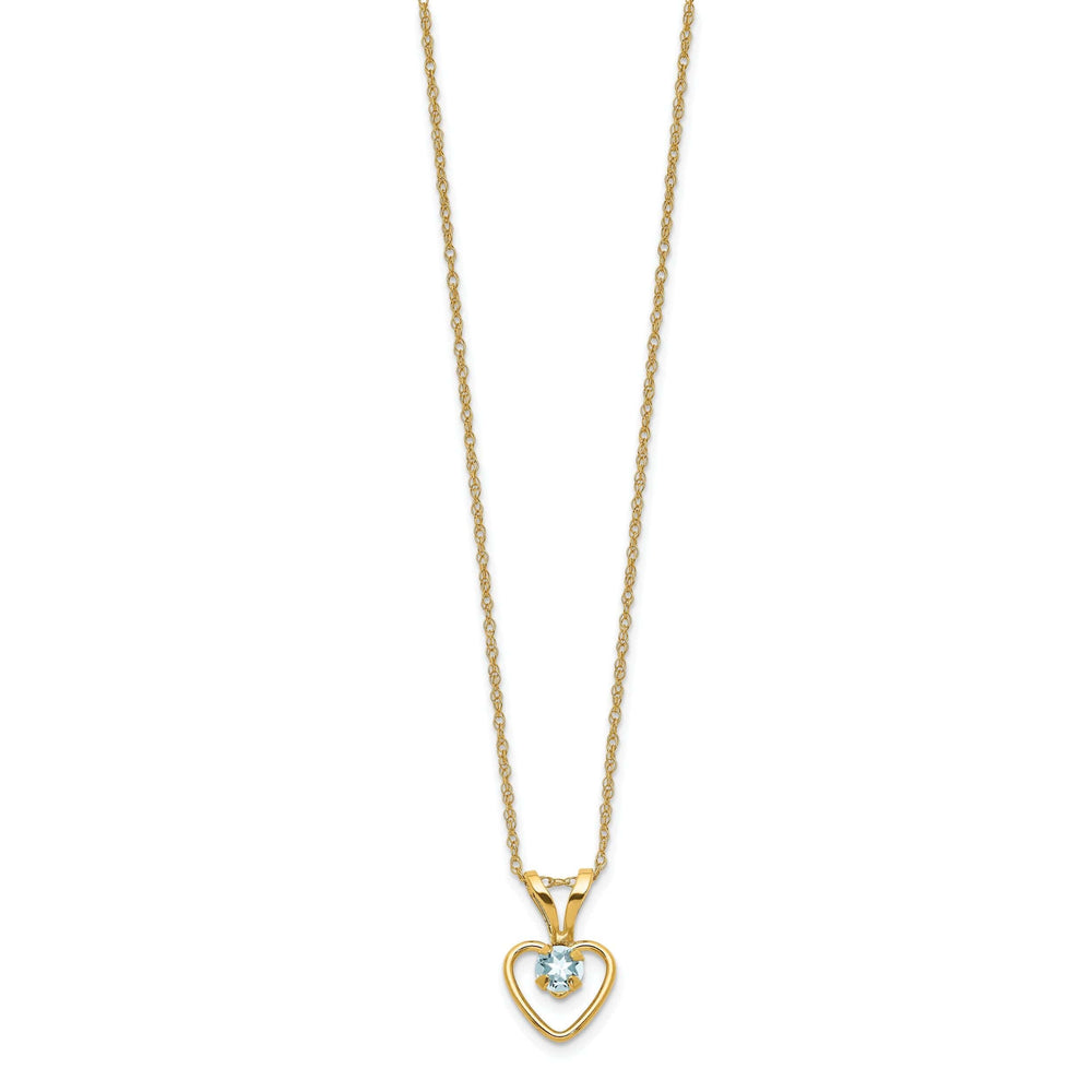 Lovely Rita's Necklaces 14k Yellow Gold Aquamarine Heart Necklace