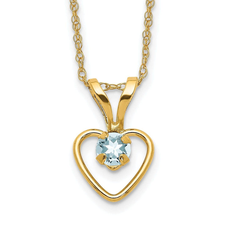 Lovely Rita's Necklaces 14k Yellow Gold Aquamarine Heart Necklace