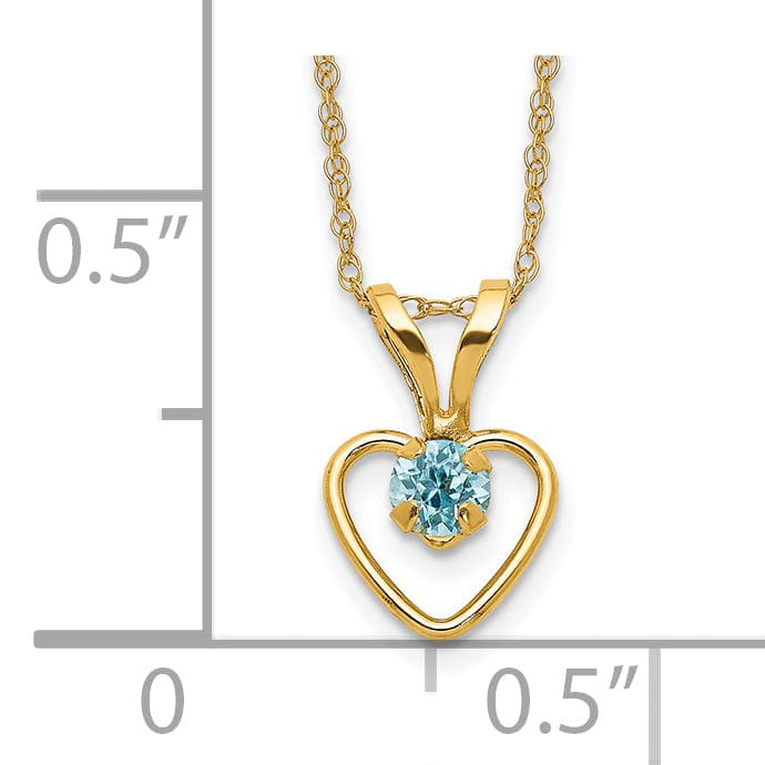 Lovely Rita's Necklaces 14k Yellow Gold Blue C.Z Heart Necklace
