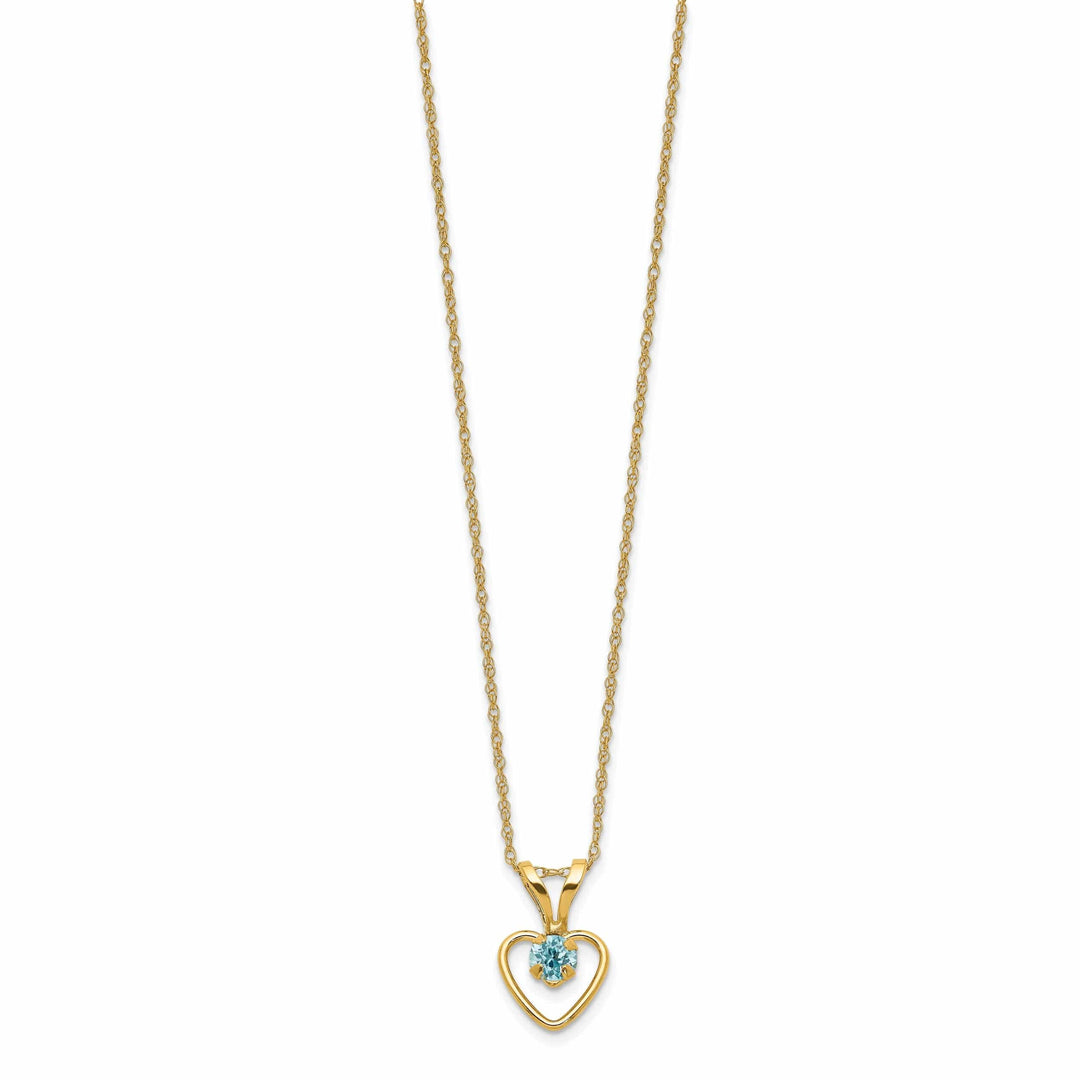 Lovely Rita's Necklaces 14k Yellow Gold Blue C.Z Heart Necklace