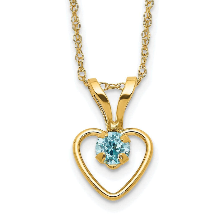 Lovely Rita's Necklaces 14k Yellow Gold Blue C.Z Heart Necklace