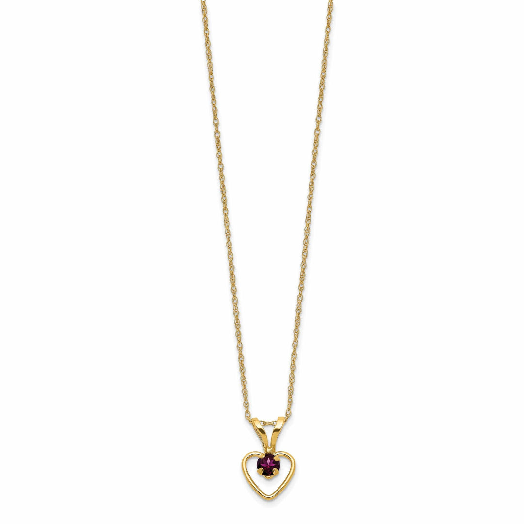 Lovely Rita's Necklaces 14k Yellow Gold Garnet Heart Birthstone Necklace