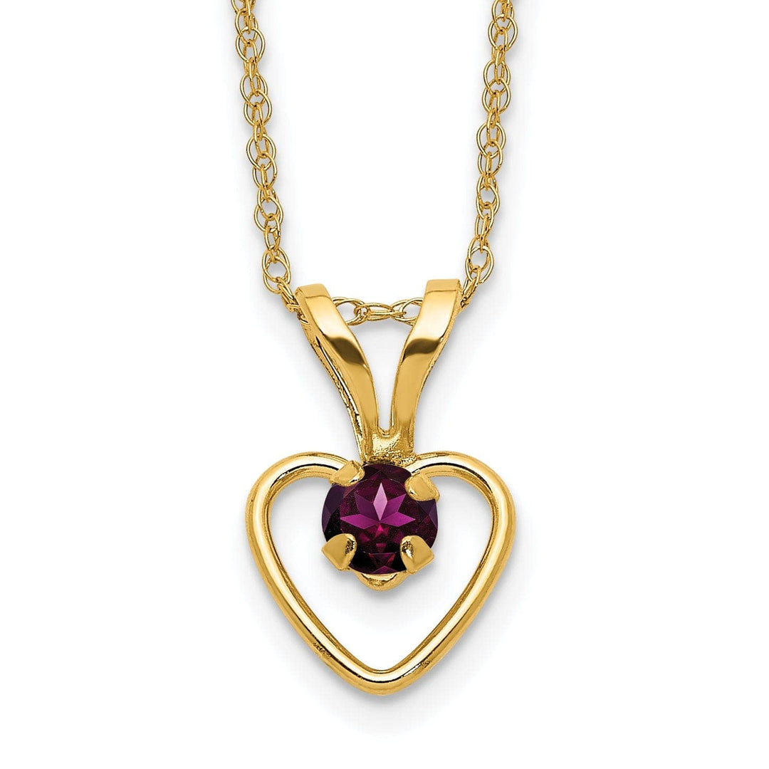 Lovely Rita's Necklaces 14k Yellow Gold Garnet Heart Birthstone Necklace