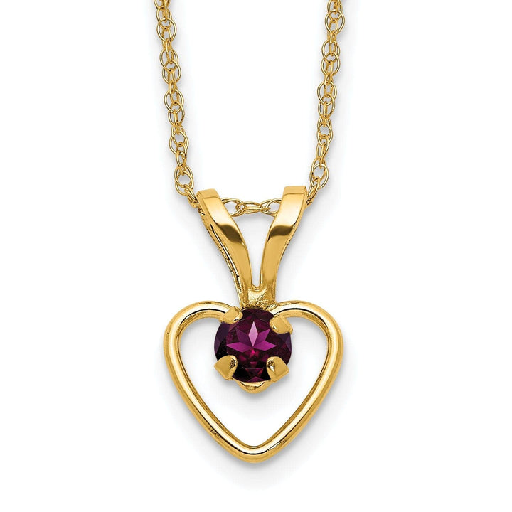 Lovely Rita's Necklaces 14k Yellow Gold Garnet Heart Birthstone Necklace