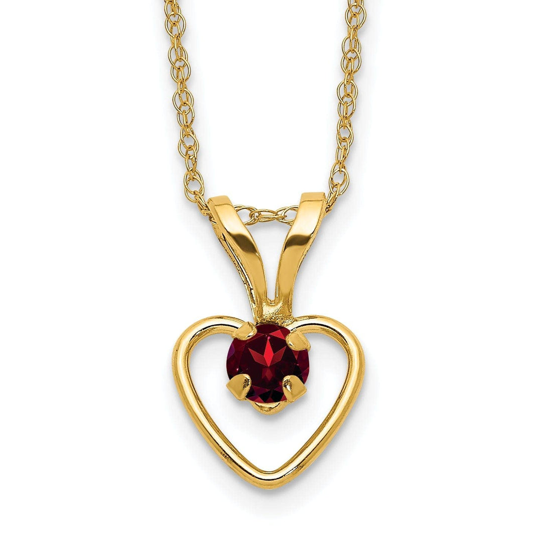 Lovely Rita's Necklaces 14k Yellow Gold Garnet Heart Birthstone Necklace