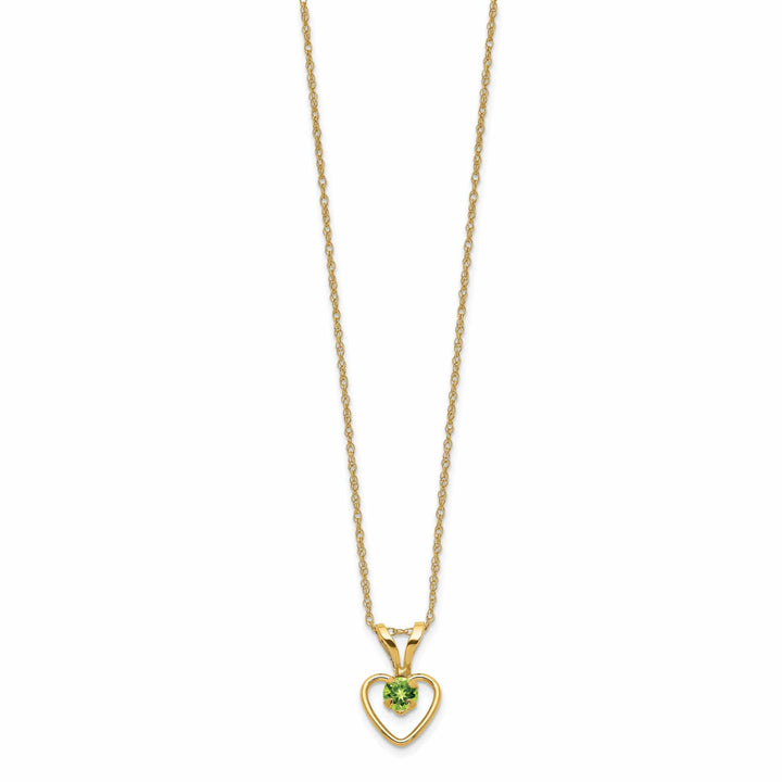 Lovely Rita's Necklaces 14k Yellow Gold Peridot Heart Birthstone Necklace