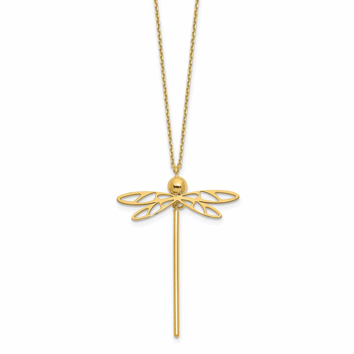 Lovely Rita's Necklaces 14k Yellow Gold Polished Dragonfly Necklace