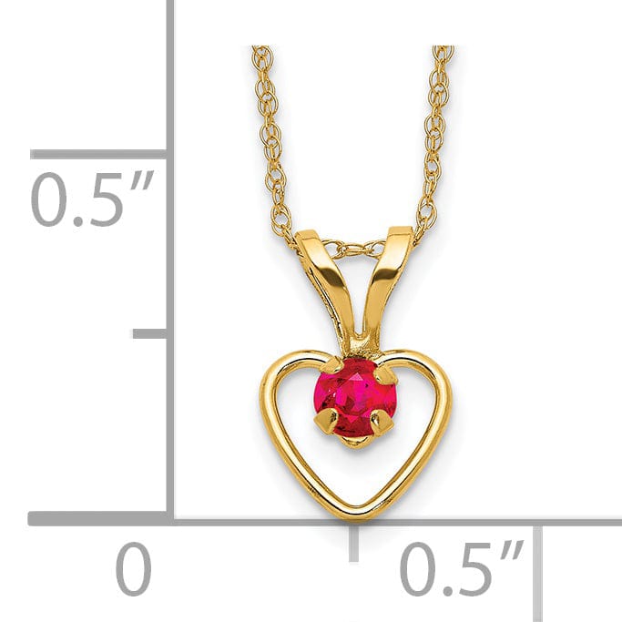 Lovely Rita's Necklaces 14k Yellow Gold Ruby Heart Birthstone Necklace