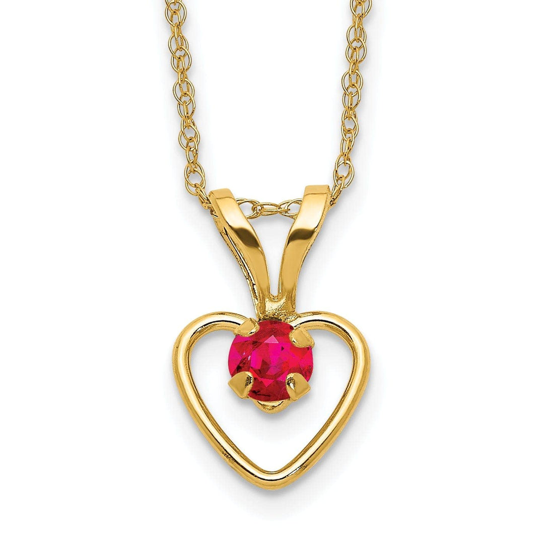 Lovely Rita's Necklaces 14k Yellow Gold Ruby Heart Birthstone Necklace