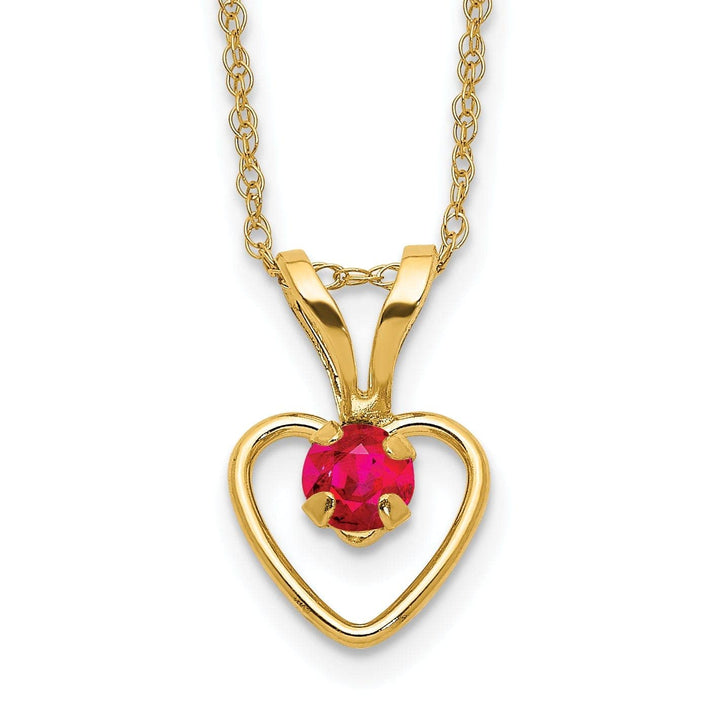 Lovely Rita's Necklaces 14k Yellow Gold Ruby Heart Birthstone Necklace