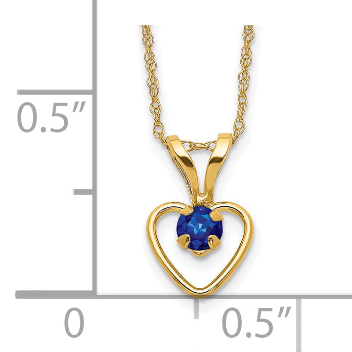 Lovely Rita's Necklaces 14k Yellow Gold Sapphire Heart Necklace