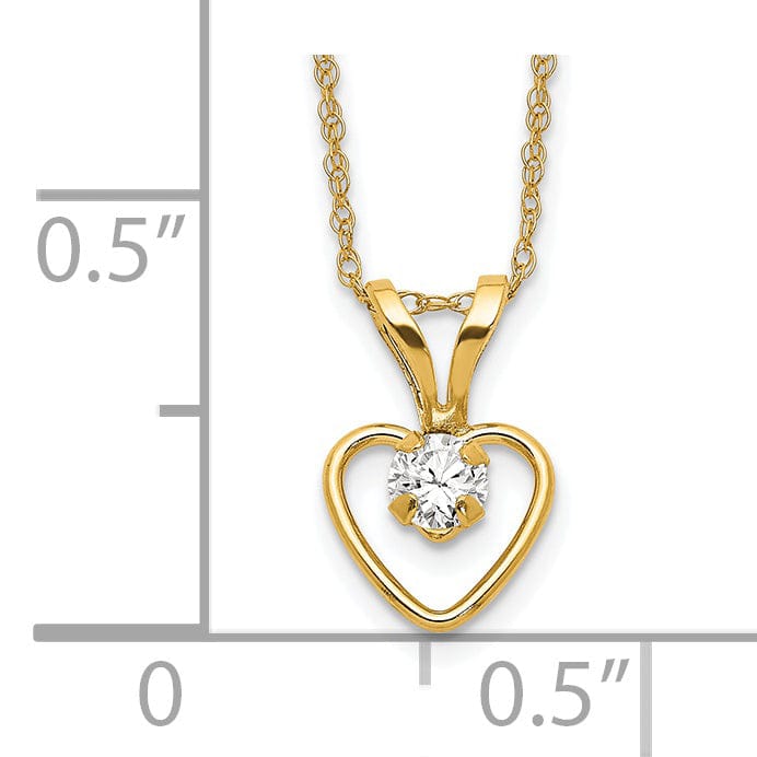 Lovely Rita's Necklaces 14k Yellow Gold White Heart Birthstone Necklace