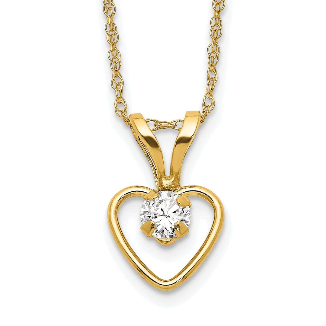 Lovely Rita's Necklaces 14k Yellow Gold White Heart Birthstone Necklace