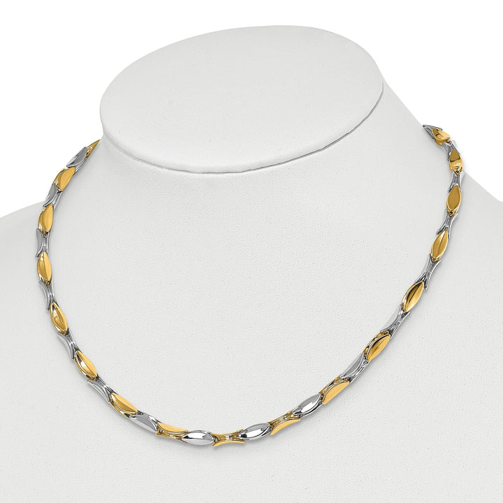 Lovely Rita's Necklaces 4k Two Tone Gold Polished Fancy Link Necklace
