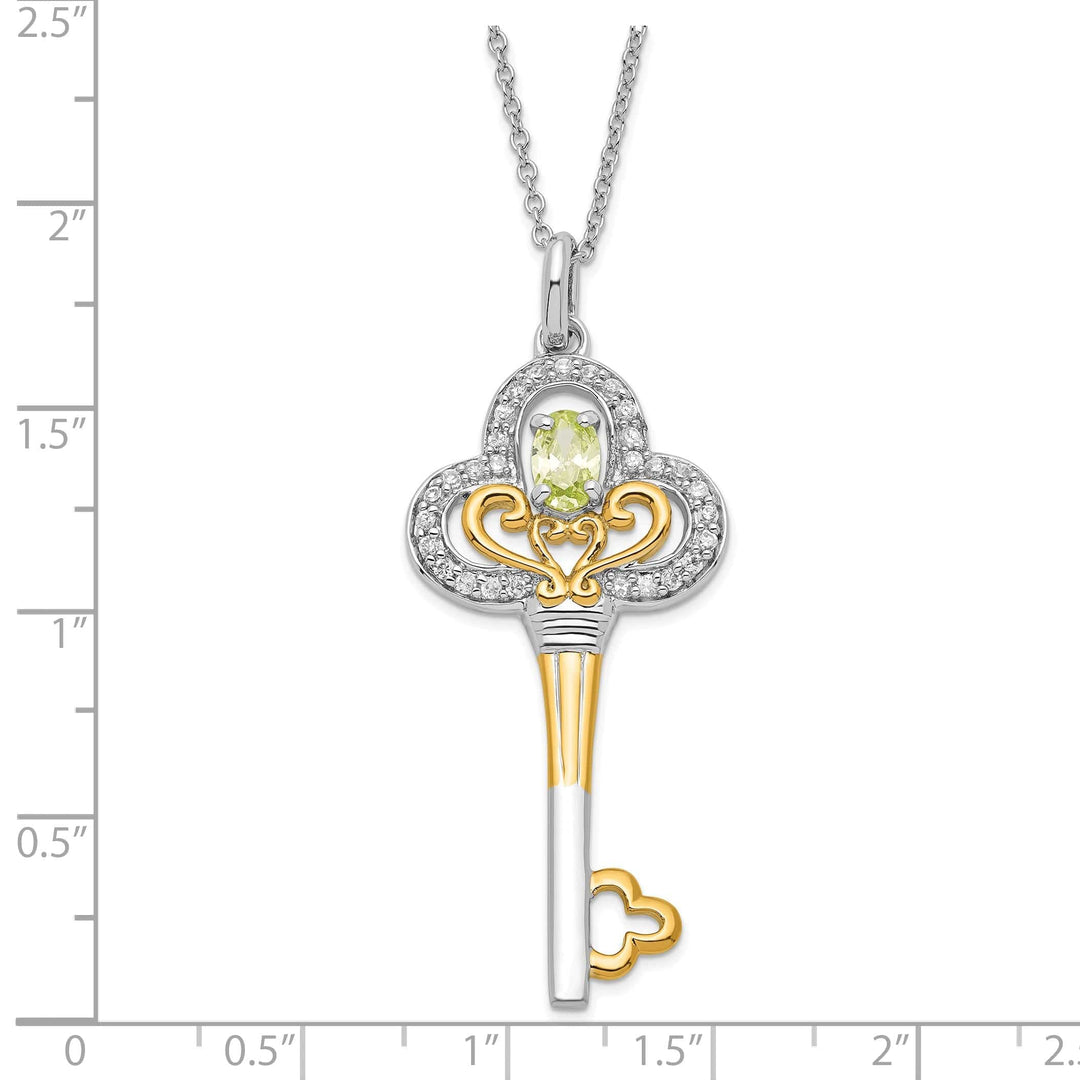 Sentimental Expressions Necklaces August Light Green Clear Birthstone Key Necklace