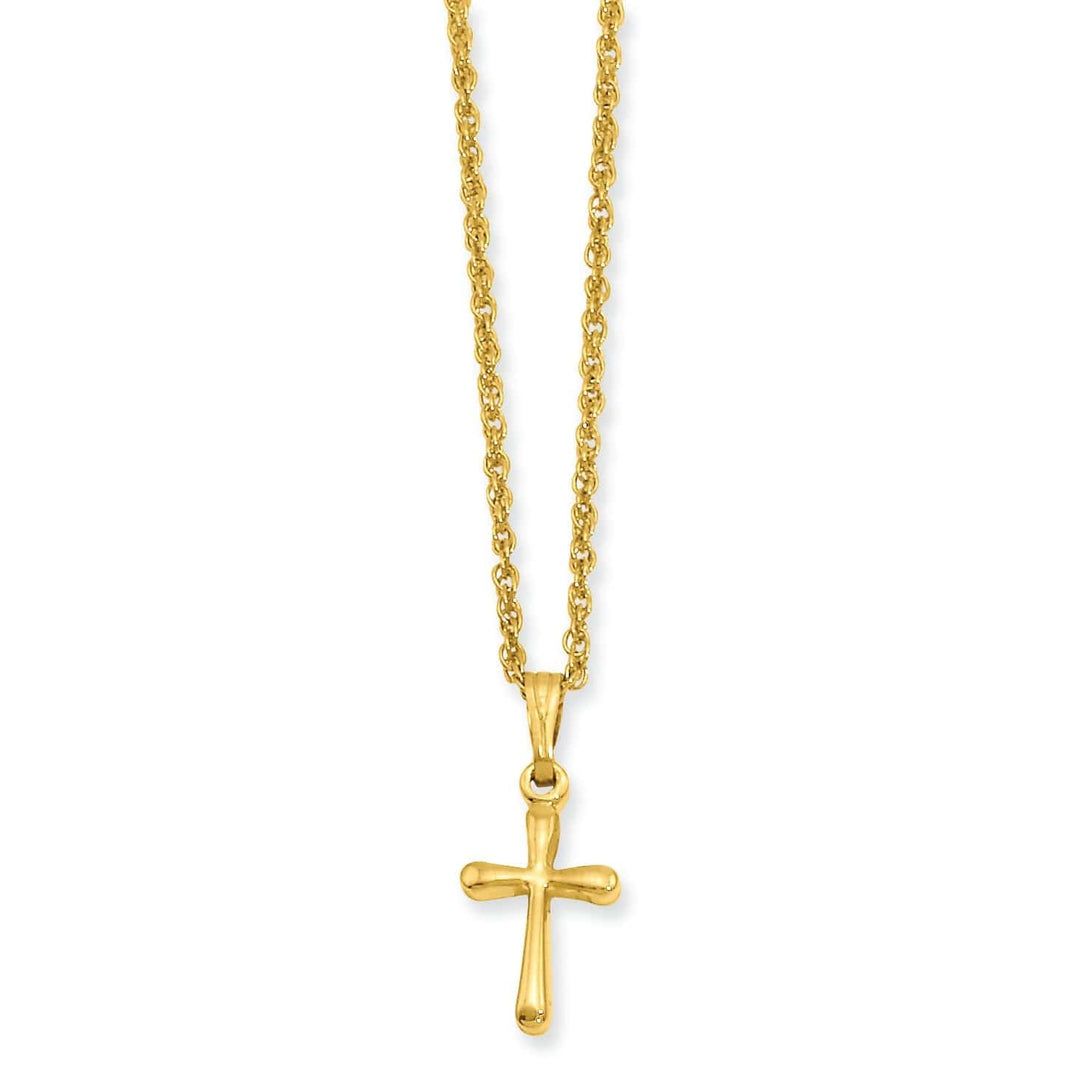 Kelly Waters Necklaces Gold Plated Small Plain Rounded Cross Necklace