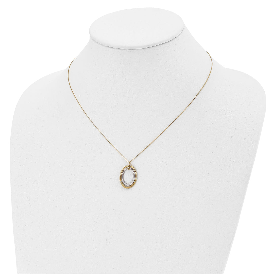 Lovely Rita's Necklaces Leslie 10k Two Tone Gold Polished Oval Necklace
