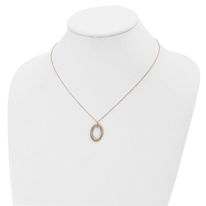 Lovely Rita's Necklaces Leslie 10k Two Tone Gold Polished Oval Necklace