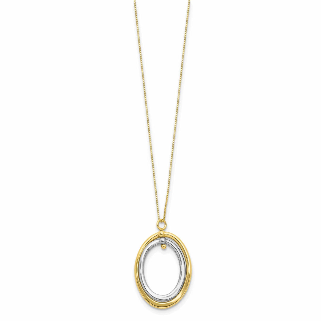 Lovely Rita's Necklaces Leslie 10k Two Tone Gold Polished Oval Necklace