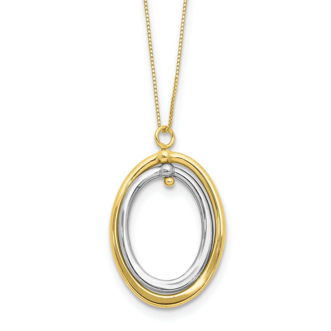 Lovely Rita's Necklaces Leslie 10k Two Tone Gold Polished Oval Necklace