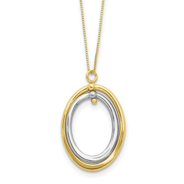 Lovely Rita's Necklaces Leslie 10k Two Tone Gold Polished Oval Necklace