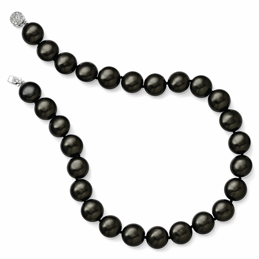 Majestik Shell Pearls Necklaces Majestik Coin Black Shell Pearl Necklace
