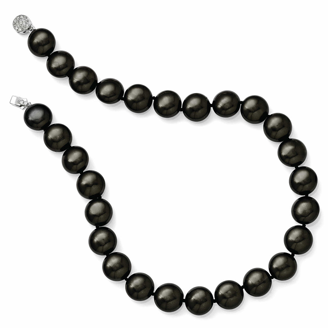 Majestik Shell Pearls Necklaces Majestik Coin Black Shell Pearl Necklace