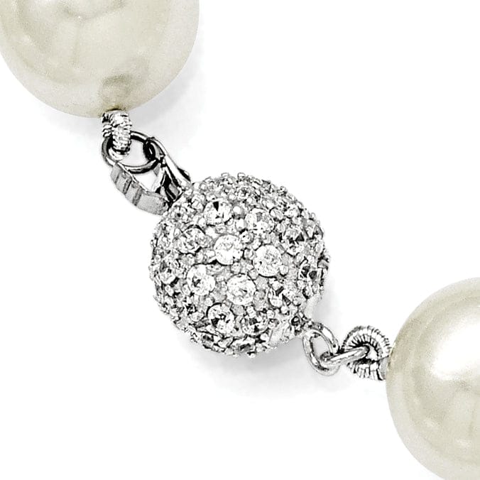 Majestik Shell Pearls Necklaces Majestik White Shell Pearl CZ Clasp Necklace