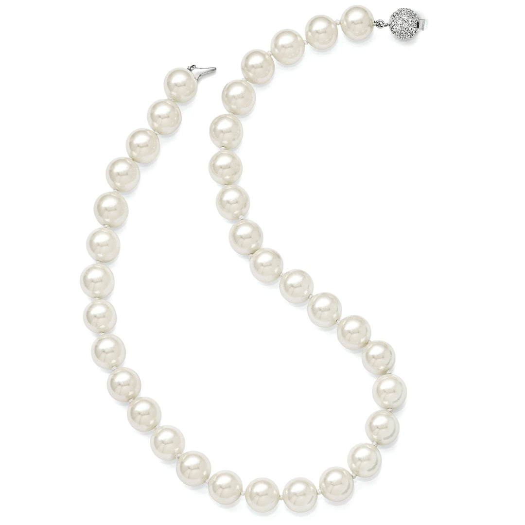 Majestik Shell Pearls Necklaces Majestik White Shell Pearl CZ Clasp Necklace