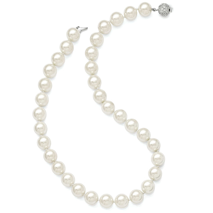 Majestik Shell Pearls Necklaces Majestik White Shell Pearl CZ Clasp Necklace