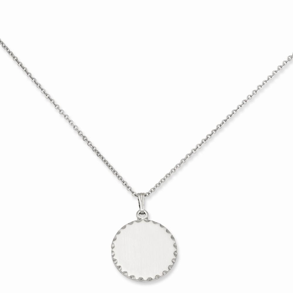 Kelly Waters Necklaces No Engraving Rhodium Plated Round Engraveable Disc Necklace