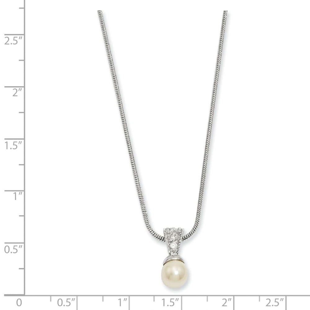 Kelly Waters Necklaces Rhodium Plated Glass Pearl Cubic Zirconia Necklace