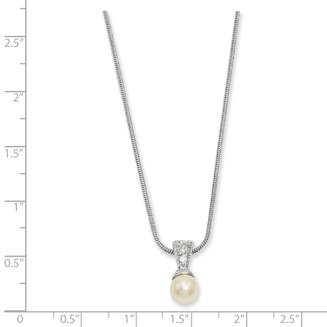 Kelly Waters Necklaces Rhodium Plated Glass Pearl Cubic Zirconia Necklace